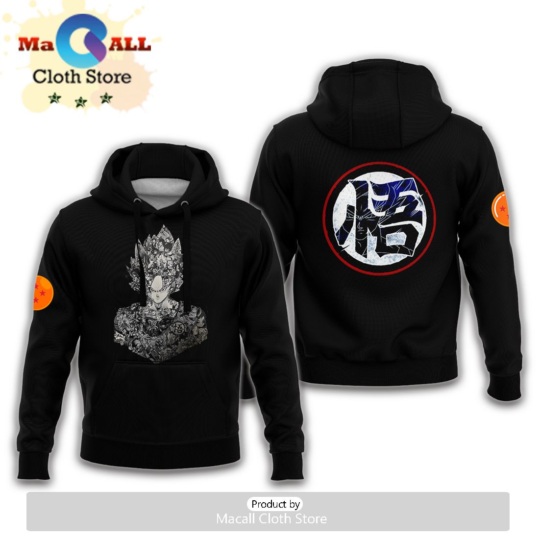 Anime Dragon Ball Goku Custom Fandom Black Hoodie
