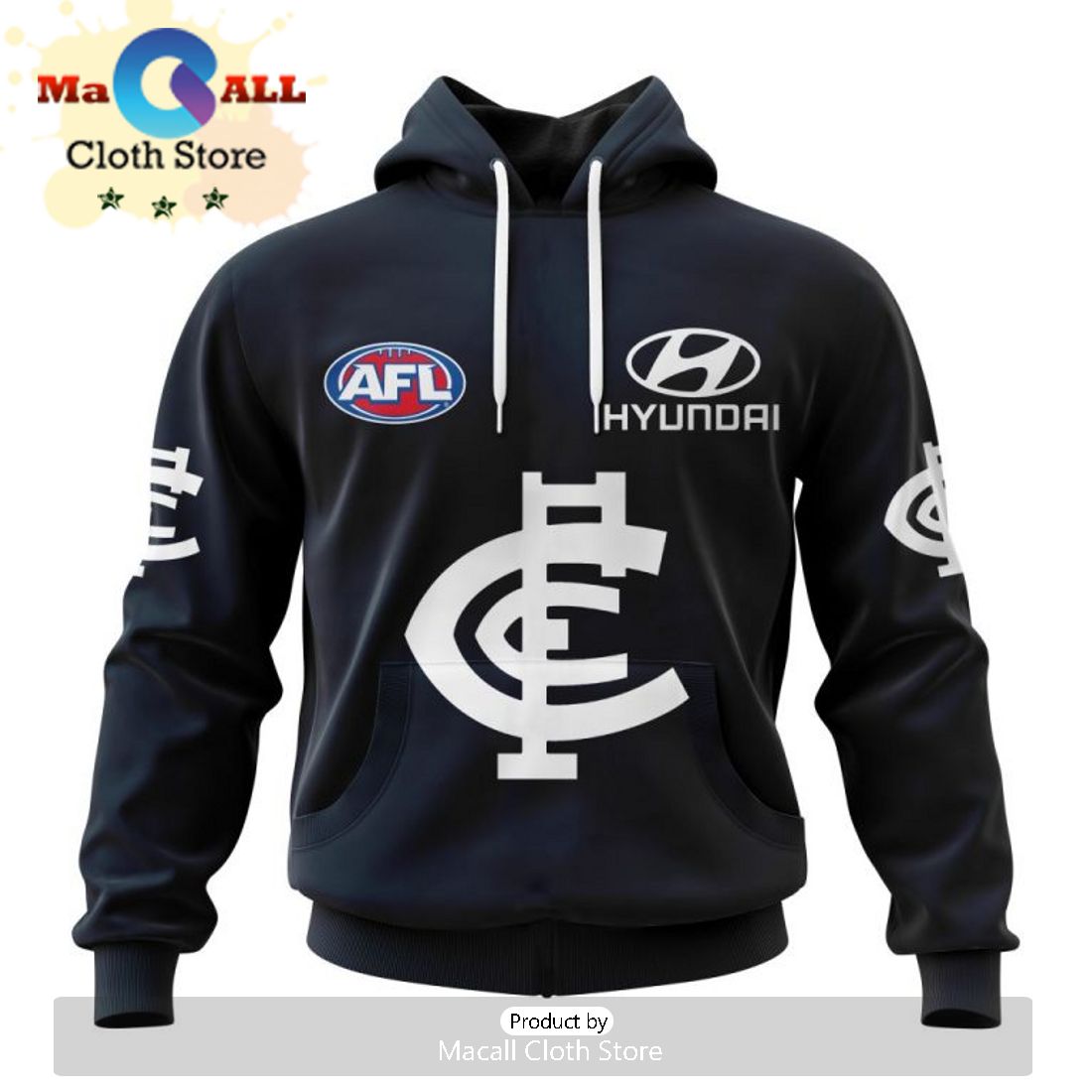 Personalized AFL Carlton Blues FC Black Hoodie Personalized AFL Carlton Blues FC Black Hoodie