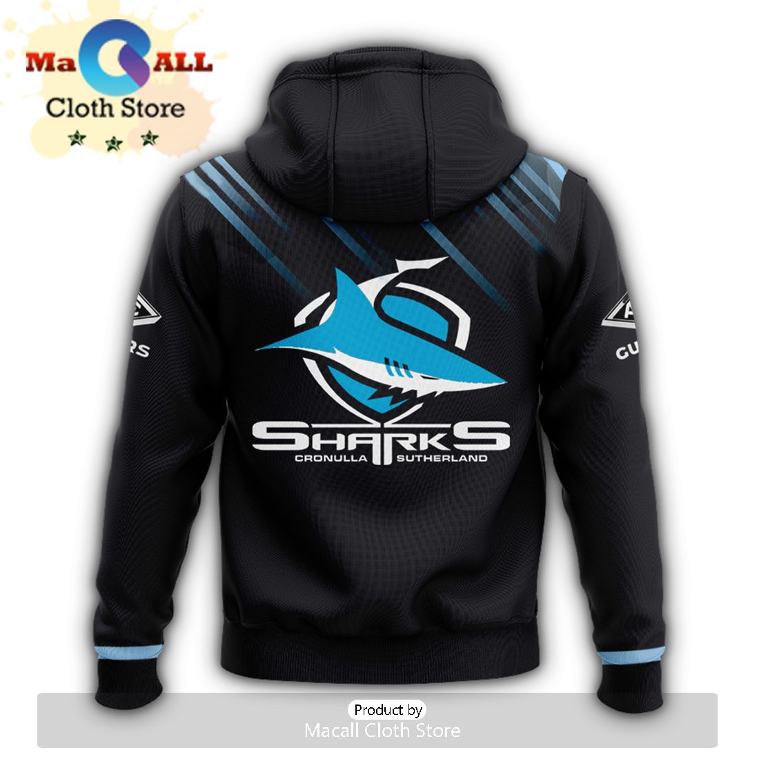 Premium NRL Cronulla Sharks Black Hoodie 3D Limited Edition