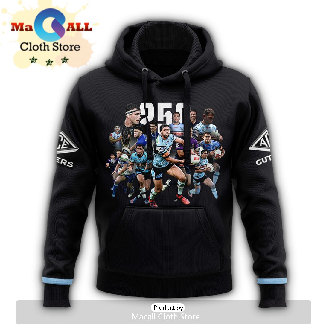 Premium NRL Cronulla Sharks Black Hoodie 3D Limited Edition