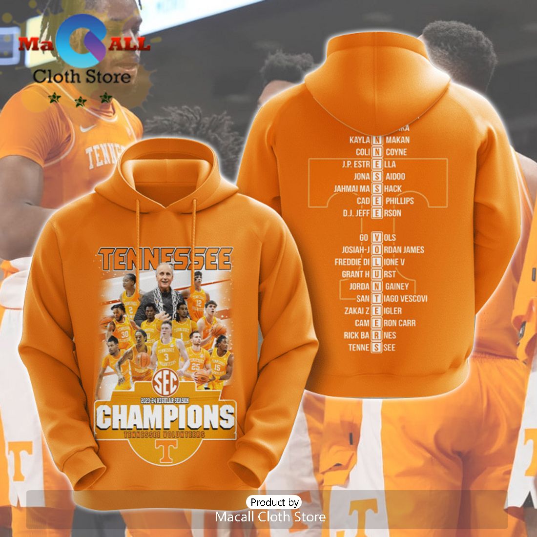 Tennessee Volunteers NCAA Men’s Basketball Apparels Hoodie