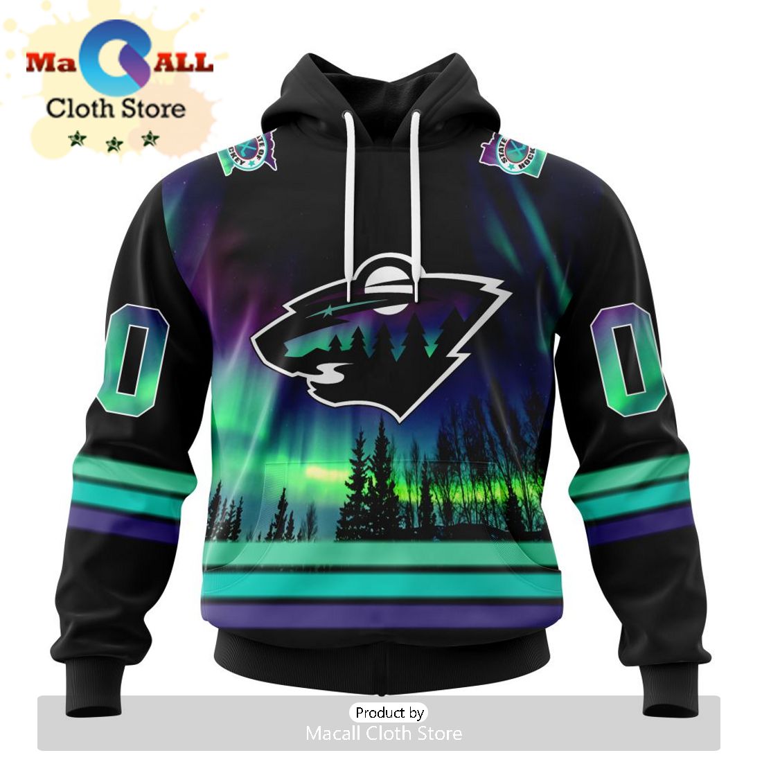 NHL Minnesota Wild Special Design With Northern Lights Hoodie NHL Minnesota Wild Special Design With Northern Lights Hoodie