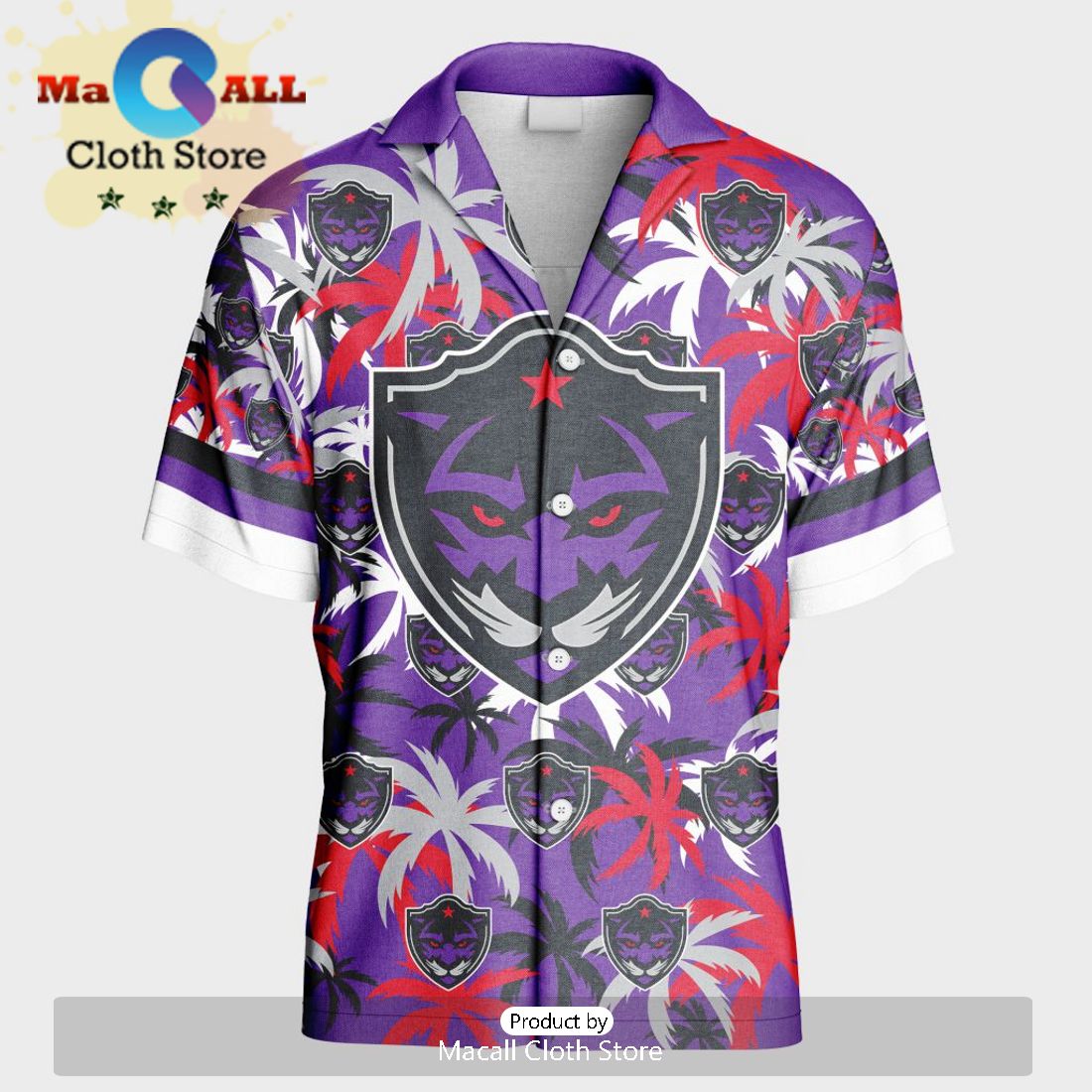Custom Panther City Lacrosse Club Using Home Color Hawaiian Shirt