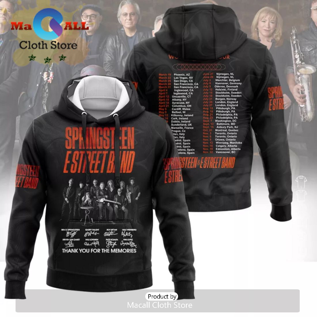 Bruce Springsteen E Street Band Tour Black Memories Hoodie