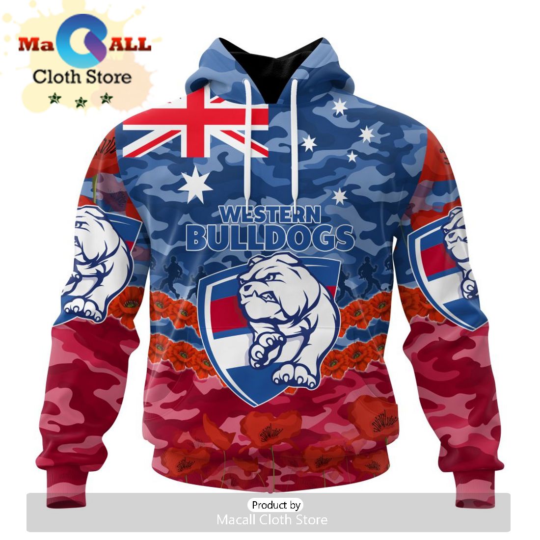 AFL Western Bulldogs Special ANZAC Day Design Lest We Forget Hoodie