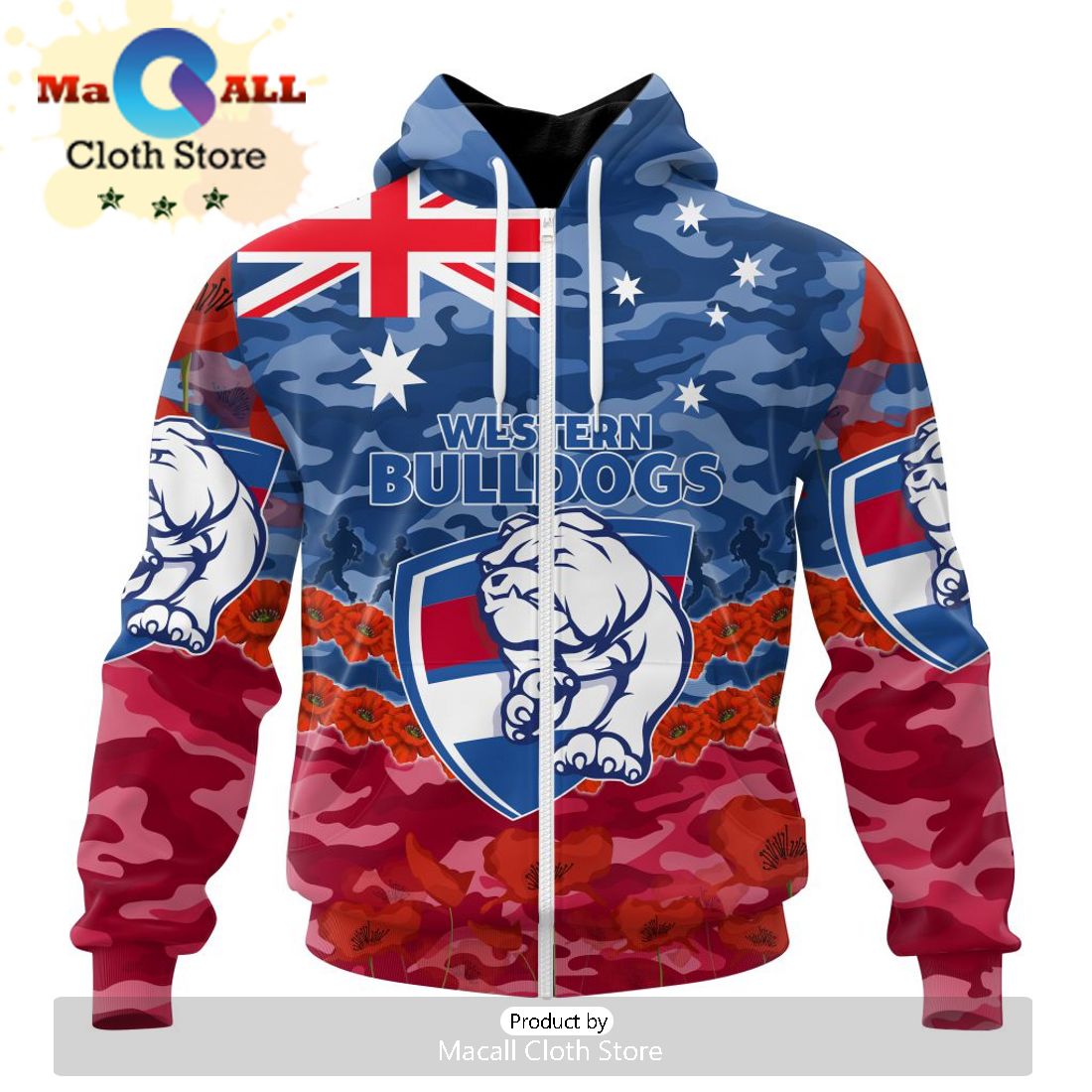 AFL Western Bulldogs Special ANZAC Day Design Lest We Forget Hoodie