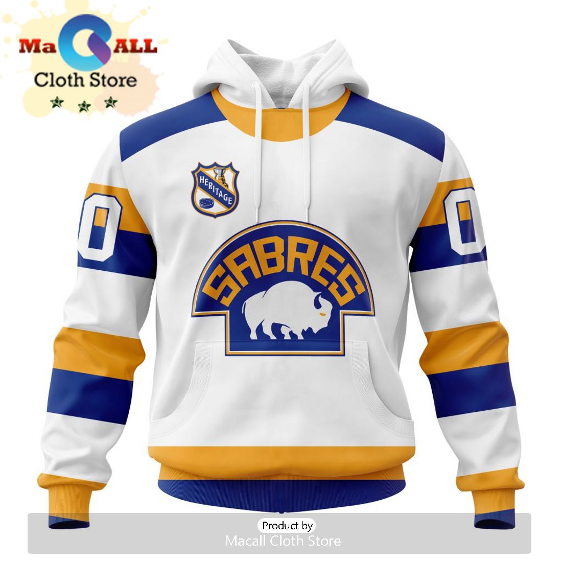 Custom NHL Buffalo Sabres Personalized Heritage Design Hoodie Custom NHL Buffalo Sabres Personalized Heritage Design Hoodie