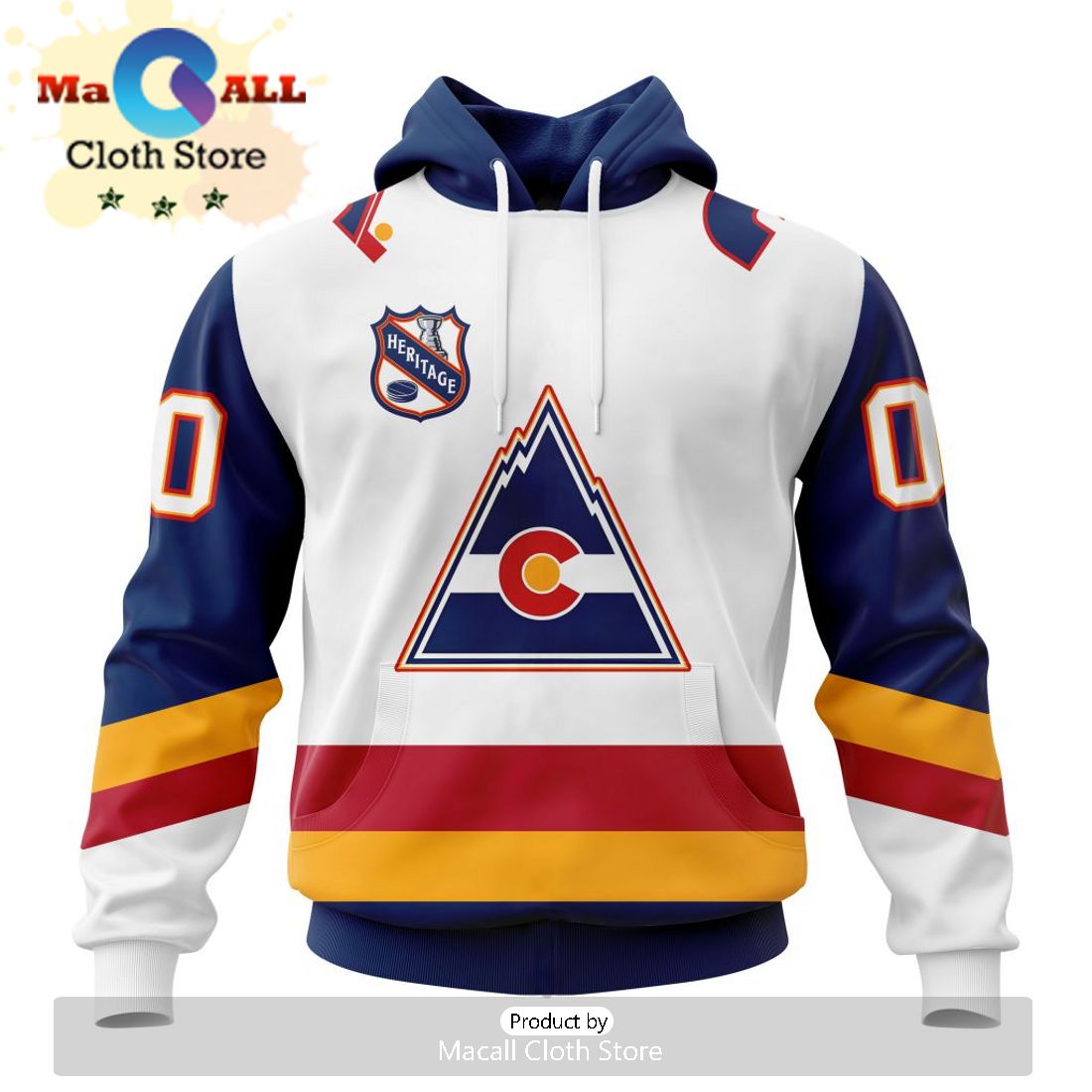 Custom NHL Colorado Avalanche Personalized Heritage Design Hoodie