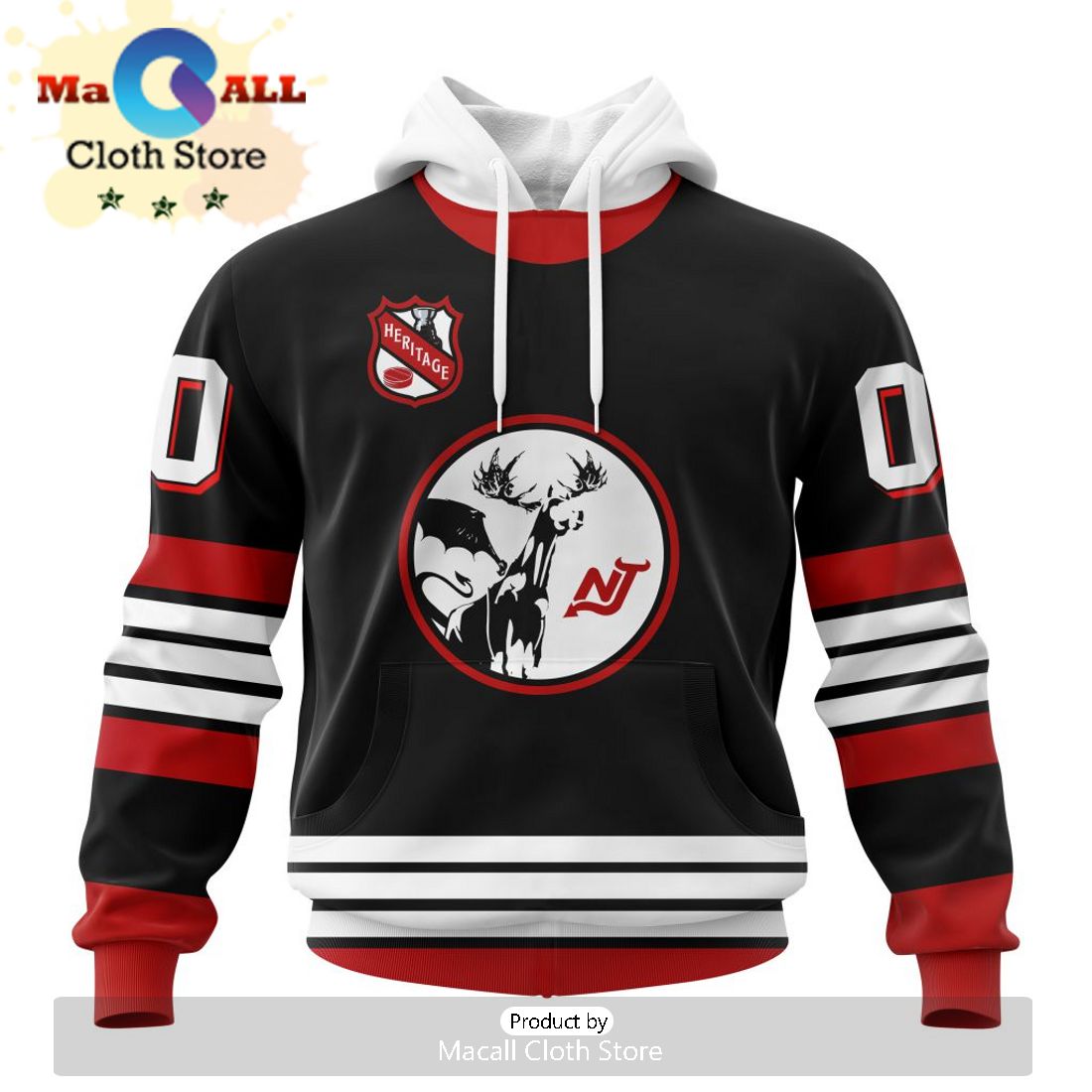 Custom NHL New Jersey Devils Personalized Heritage Design Hoodie