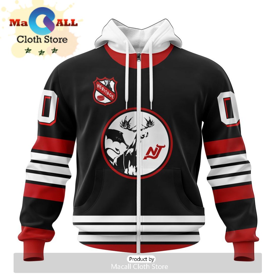 Custom NHL New Jersey Devils Personalized Heritage Design Hoodie
