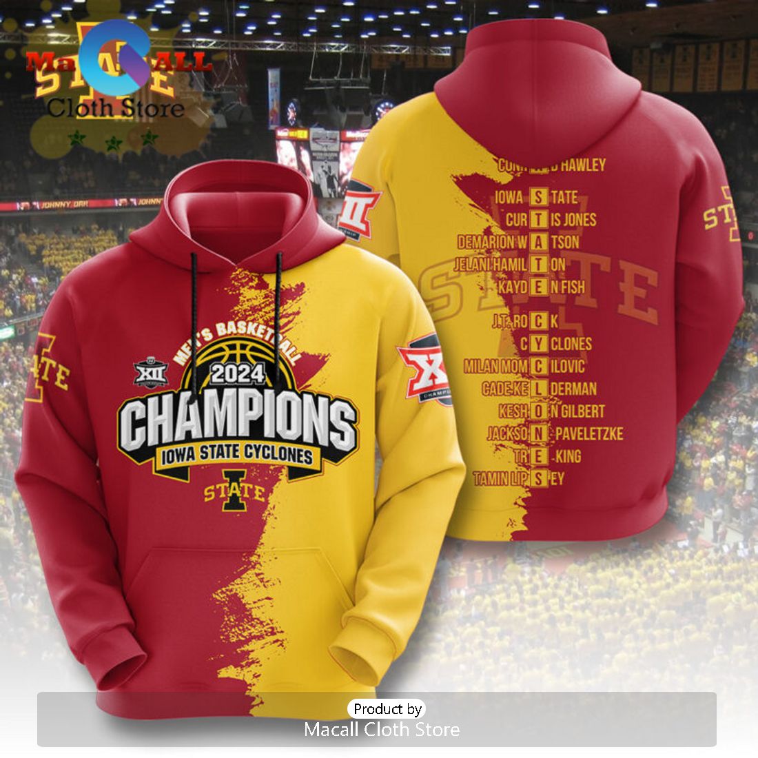 2024 Champions Iowa State Cyclones Men’s Basketball 3D Hoodie