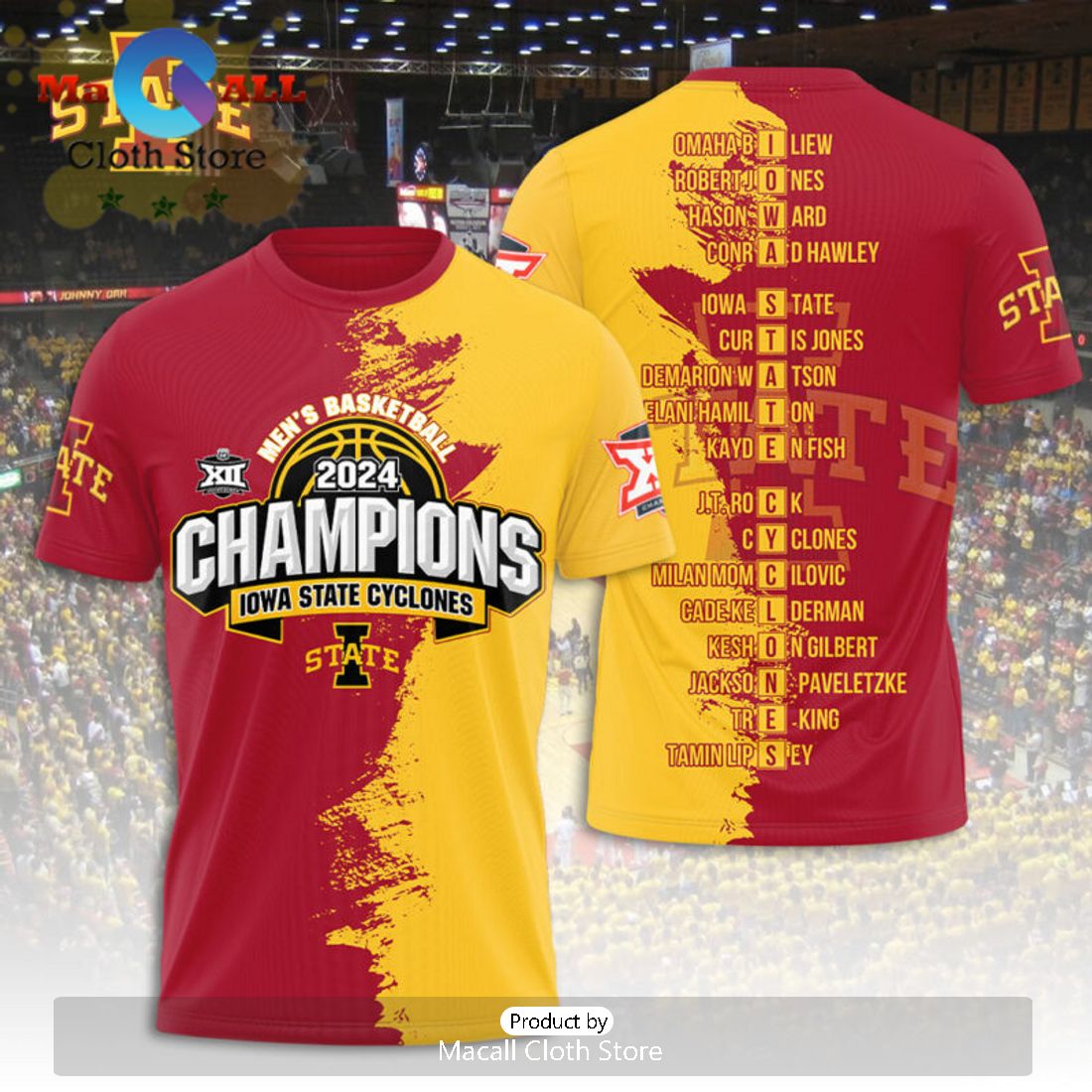 2024 Champions Iowa State Cyclones Men’s Basketball 3D Hoodie