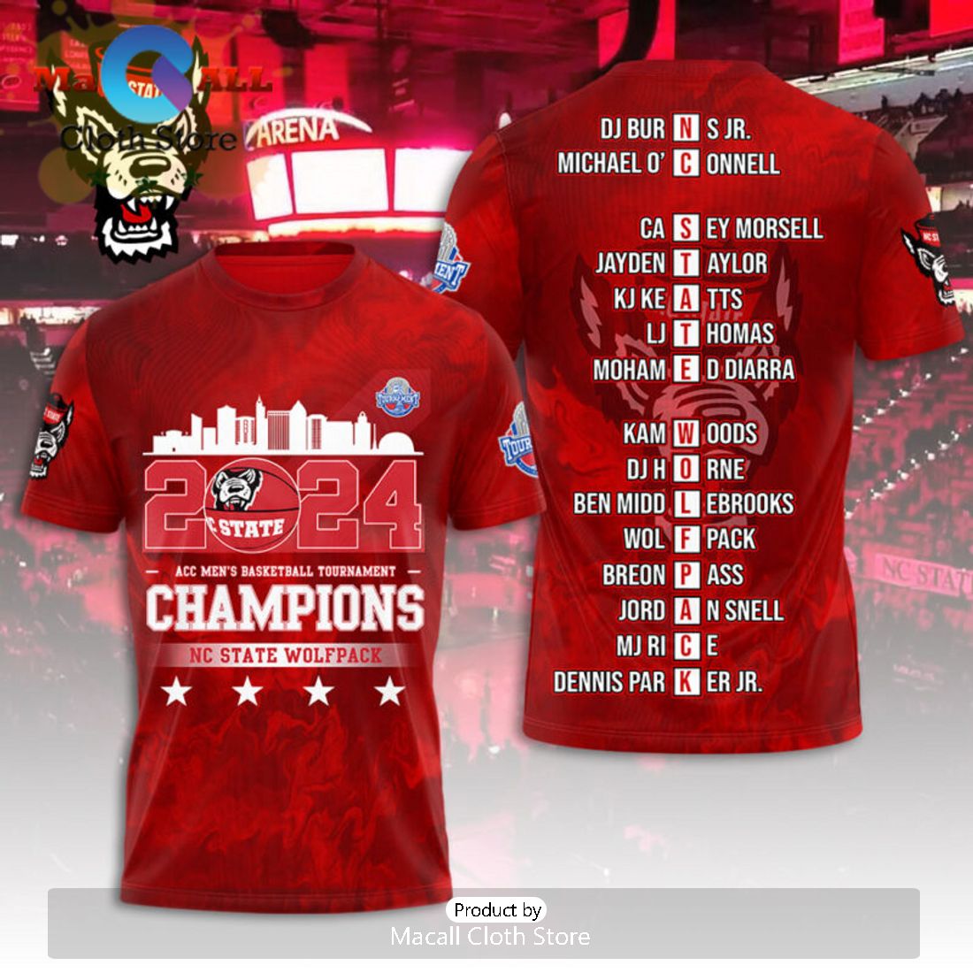 2024 Champions NC State Wolfpack Men’s Basketball 3D Hoodie