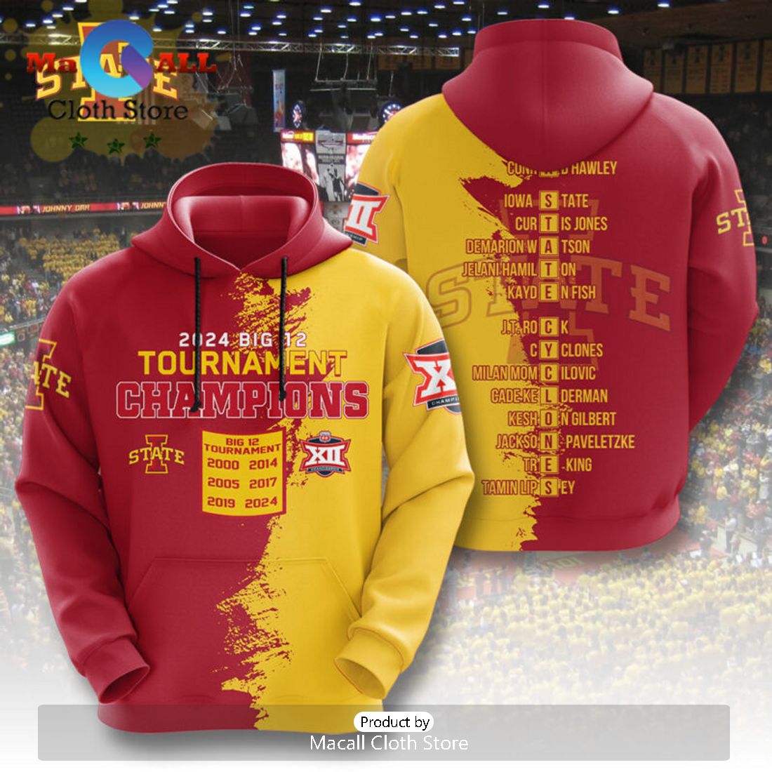 2024 Iowa State Cyclones Men’s Basketball Champions 3D Hoodie