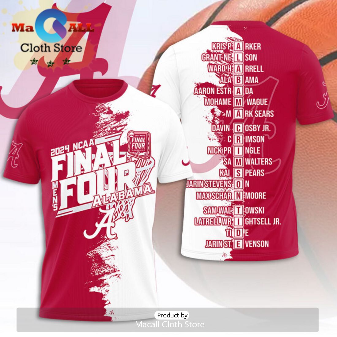 2024 NCAA Final Four Alabama Crimson Tide Basketball 3D Hoodie