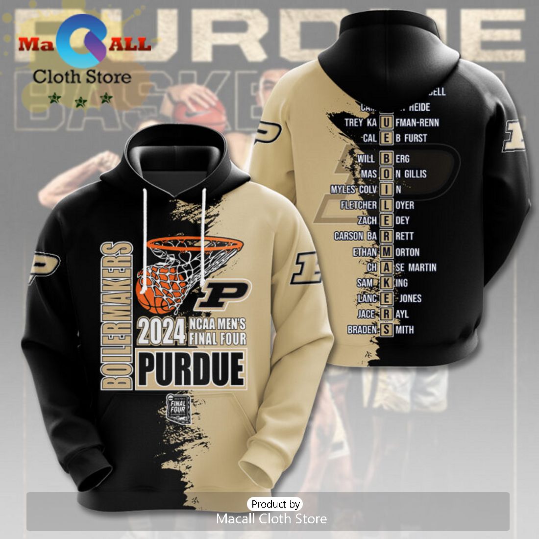 2024 NCAA Men’s Final Four Purdue Boilermakers 3D Hoodie