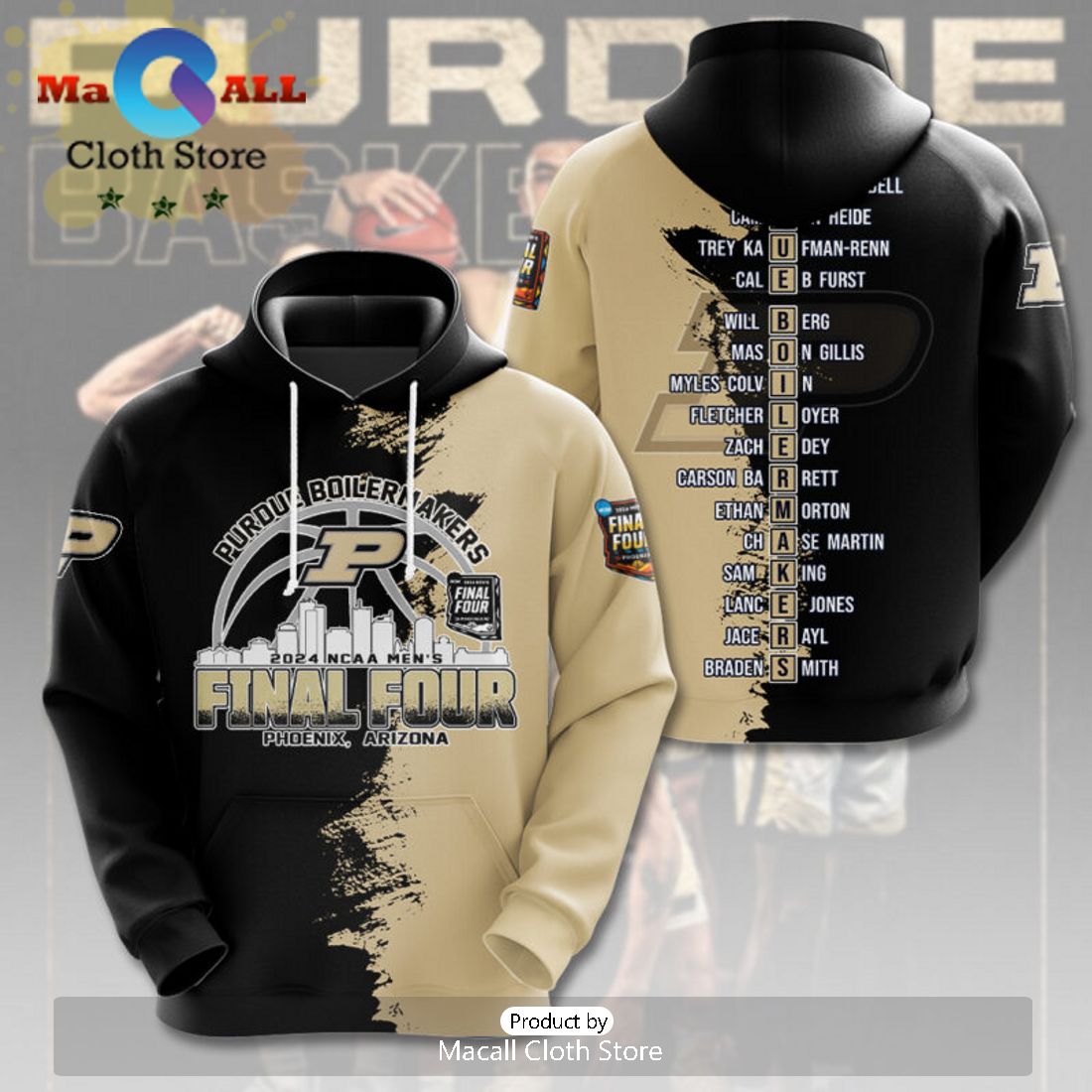 2024 NCAA Purdue Boilermakers Men’s Basketball Phoenix 3D Hoodie