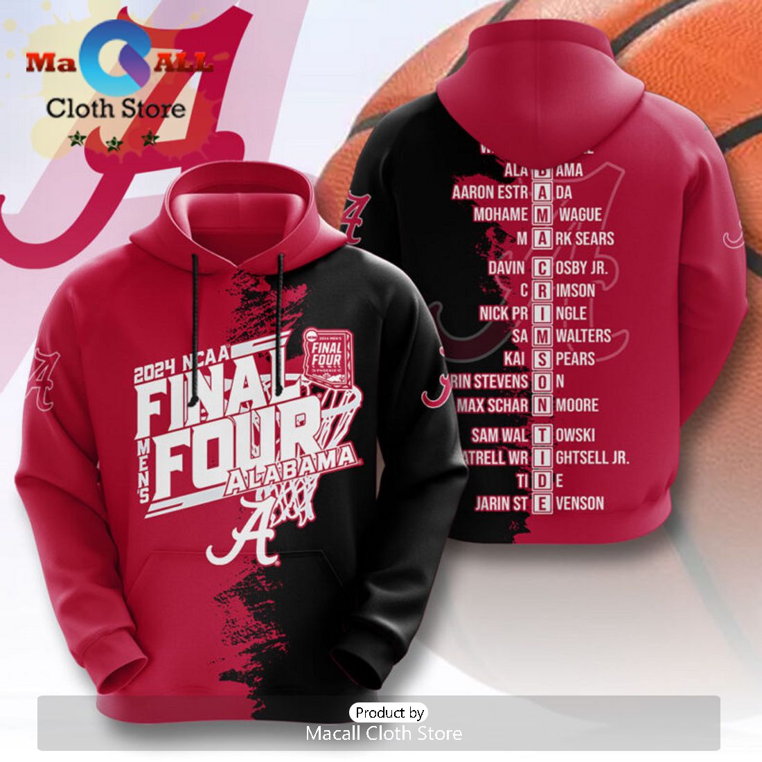 Alabama Crimson Tide 2024 NCAA Final Four Champions 3D Hoodie