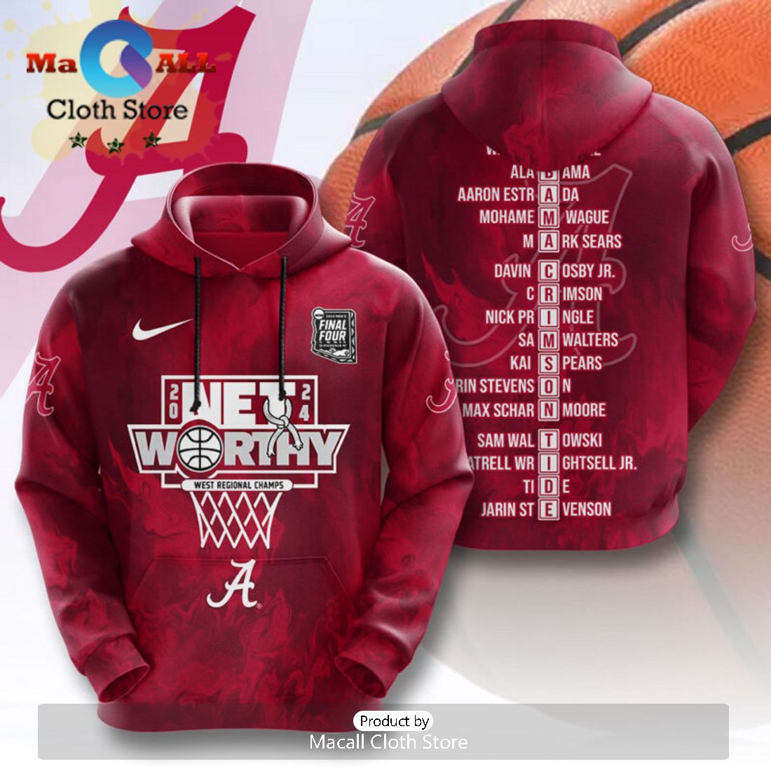 Alabama Crimson Tide Net Worthy Men’s Basketball Champs 3D Hoodie