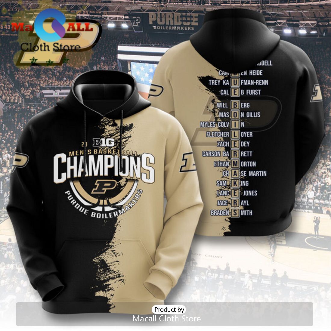 Back To Back Purdue Boilermakers Basketball Champions 3D Hoodie