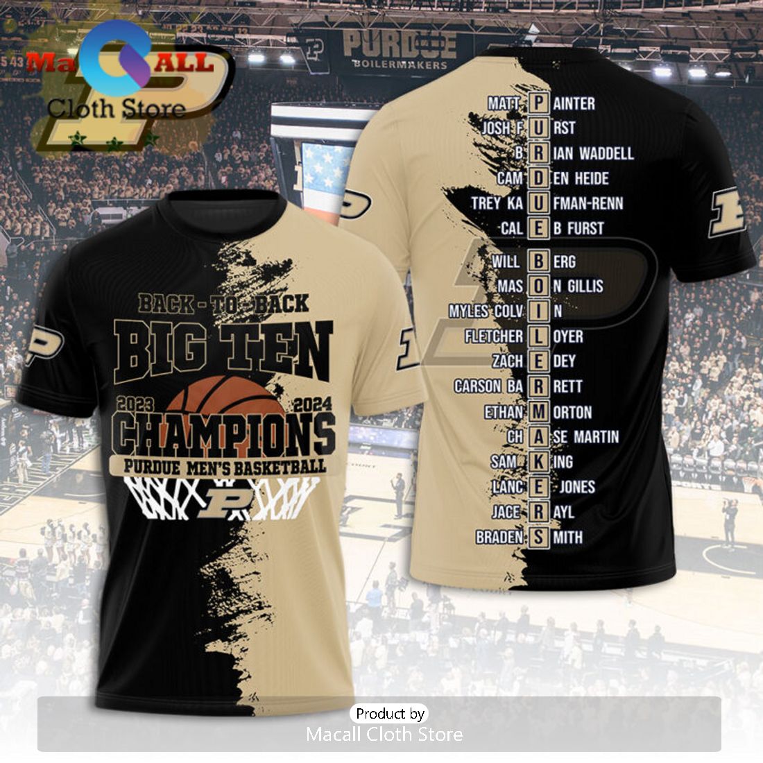 Big Ten Champions Purdue Boilermakers Back To Back 3D Hoodie