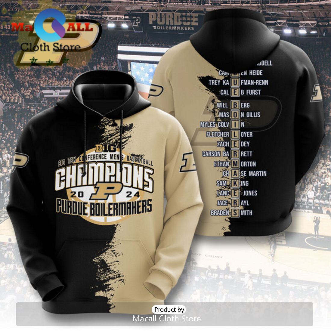 Big Ten Purdue Boilermakers Men’s Basketball 3D Hoodie