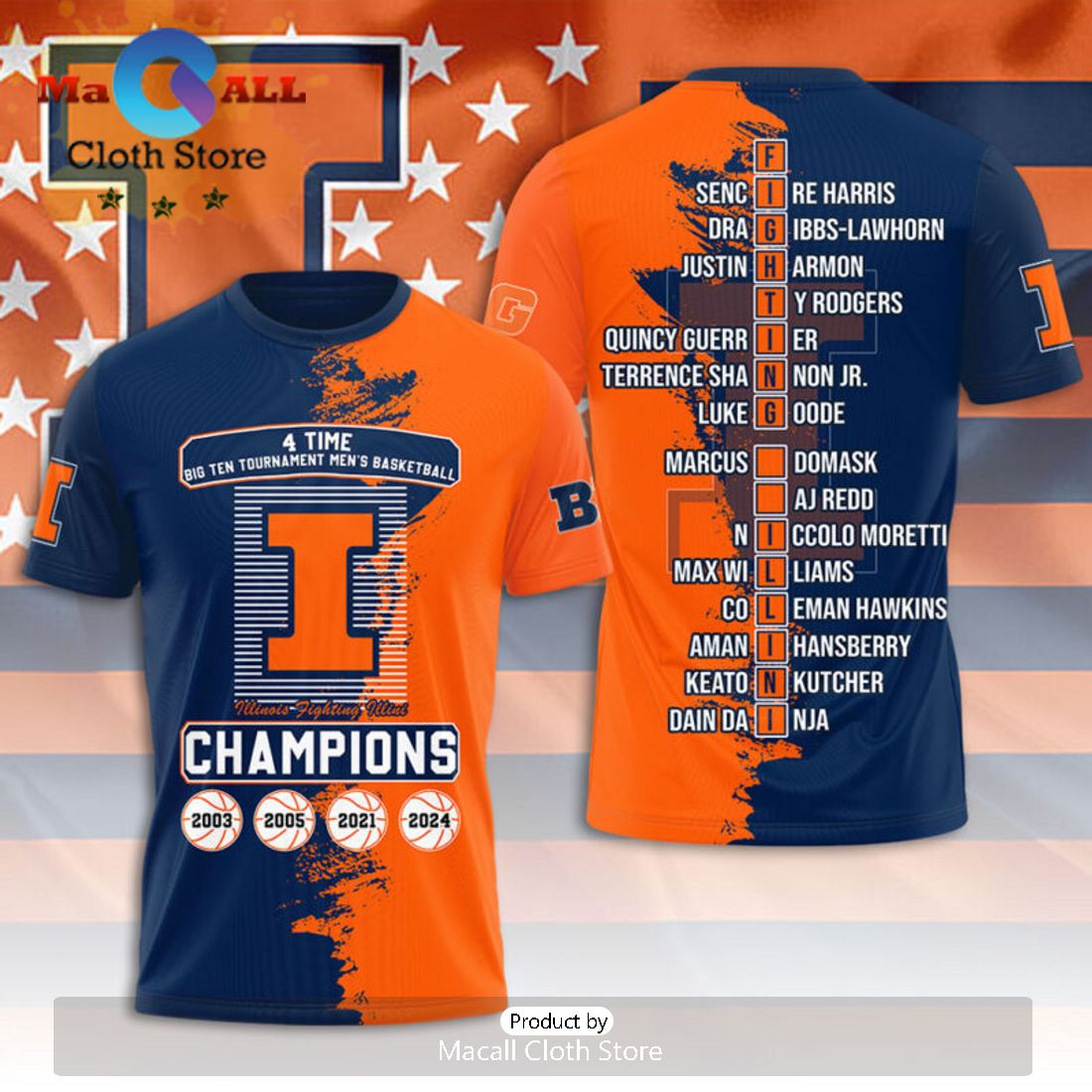 Illinois Fighting Illini 4 Time Big Ten Men’s Basketball 3D Hoodie Illinois Fighting Illini 4 Time Big Ten Men’s Basketball 3D Hoodie