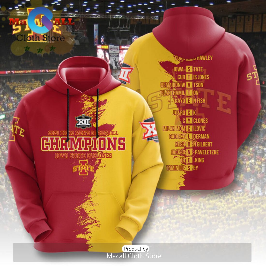 Iowa State Cyclones Paint Style Men’s Basketball 3D Hoodie Iowa State Cyclones Paint Style Men’s Basketball 3D Hoodie