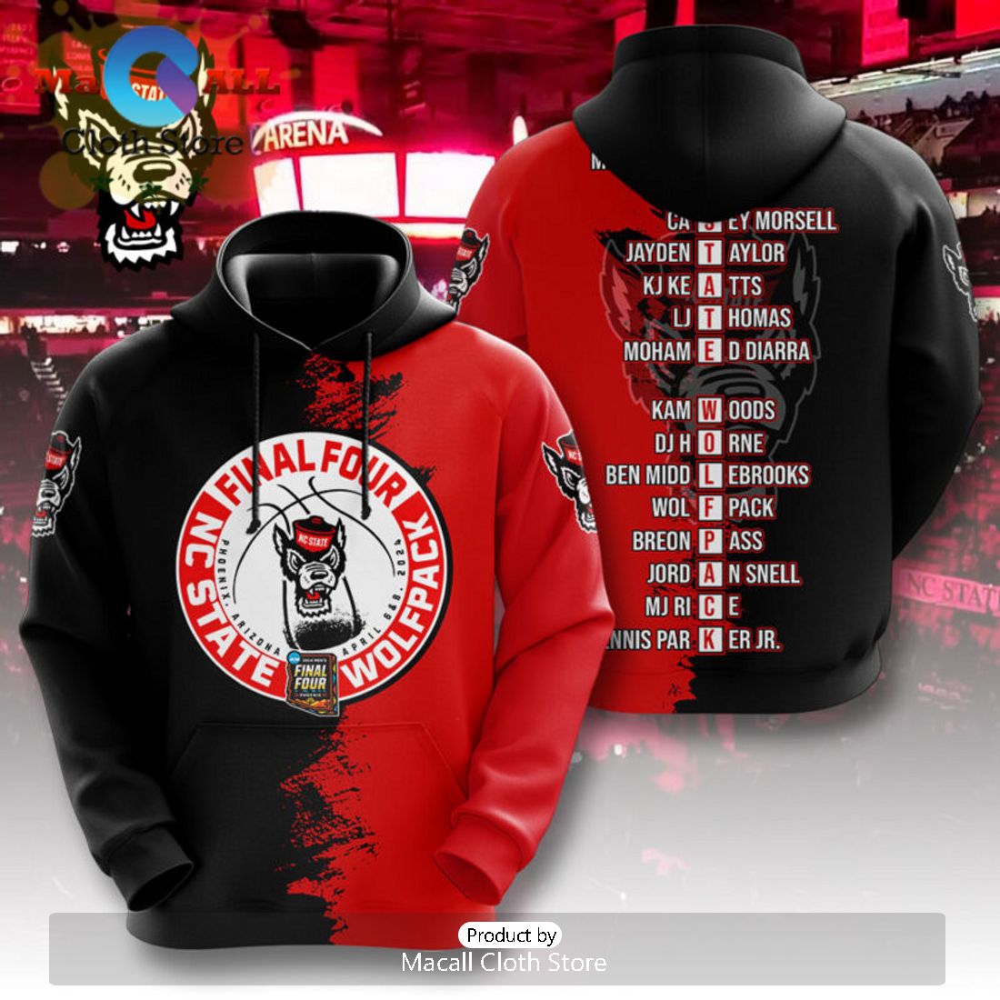 NC State Wolfpack Final Four Men’s Basketball 3D Hoodie NC State Wolfpack Final Four Men’s Basketball 3D Hoodie