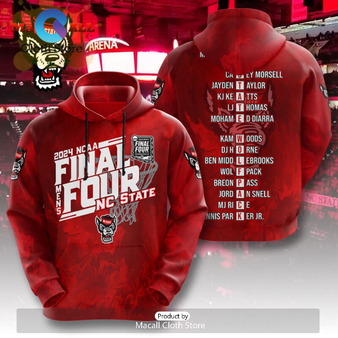 NC State Wolfpack NCAA Men’s Basketball Final Four 3D Hoodie NC State Wolfpack NCAA Men’s Basketball Final Four 3D Hoodie