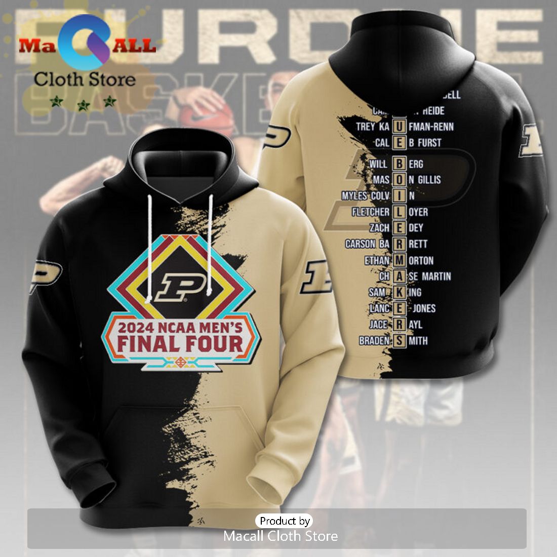 Purdue Boilermakers 2024 NCAA Men’s Final Four 3D Hoodie