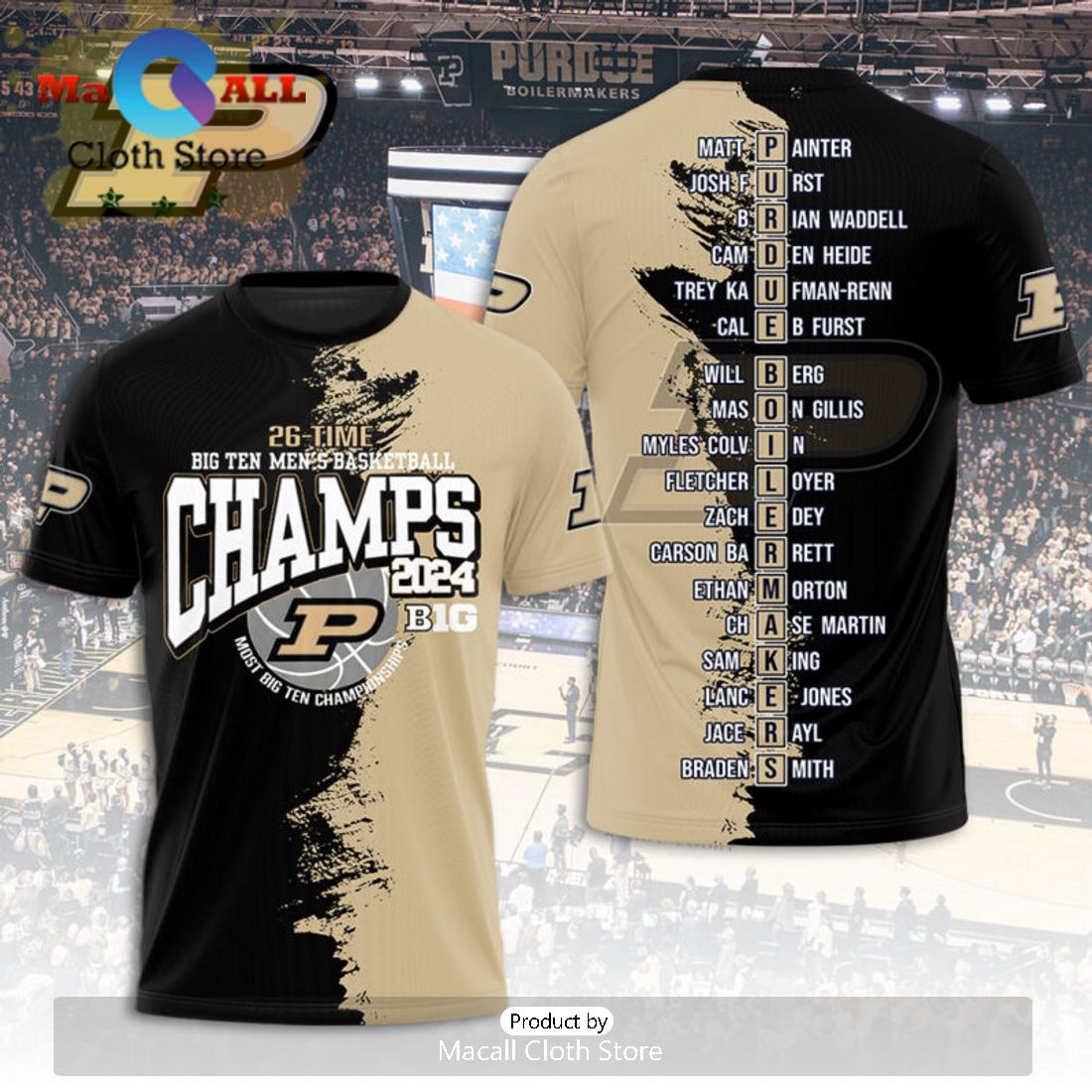 Purdue Boilermakers 25 Time BIG Ten Men’s Basketball 3D Hoodie