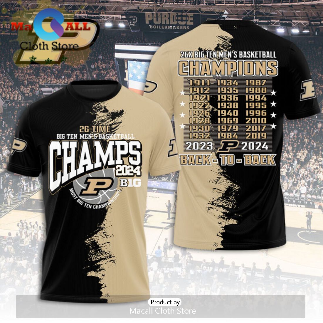 Purdue Boilermakers 26 Time Back To Back Men’s Basketball 3D Hoodie
