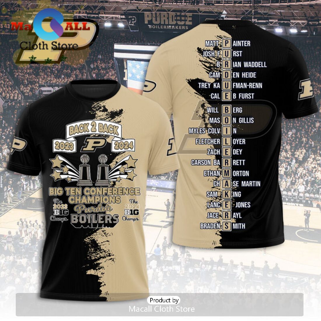 Purdue Boilermakers Back 2 Back Men’s Basketball 3D Hoodie