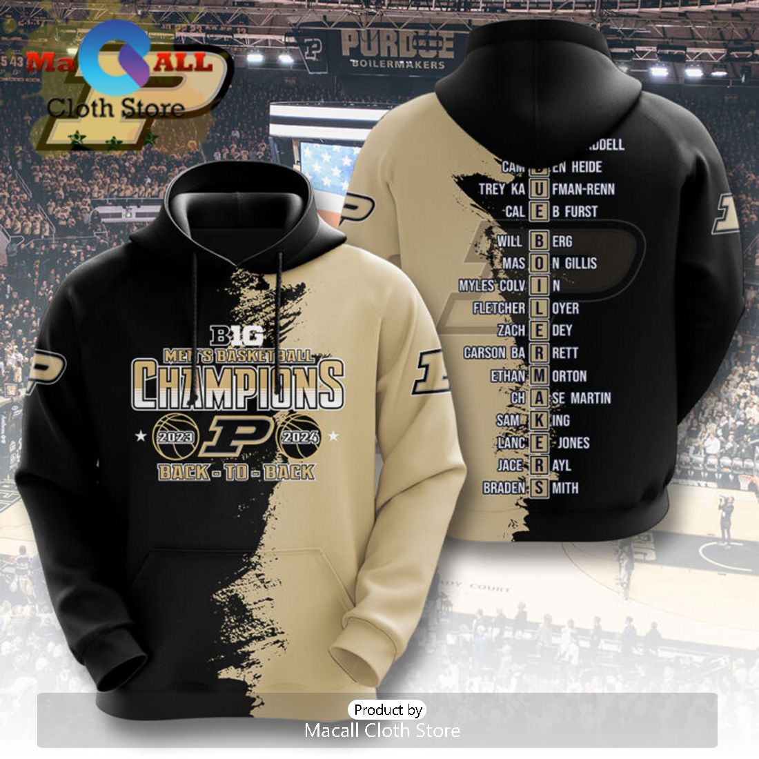 Purdue Boilermakers Big Men’s Basketball 3D Hoodie