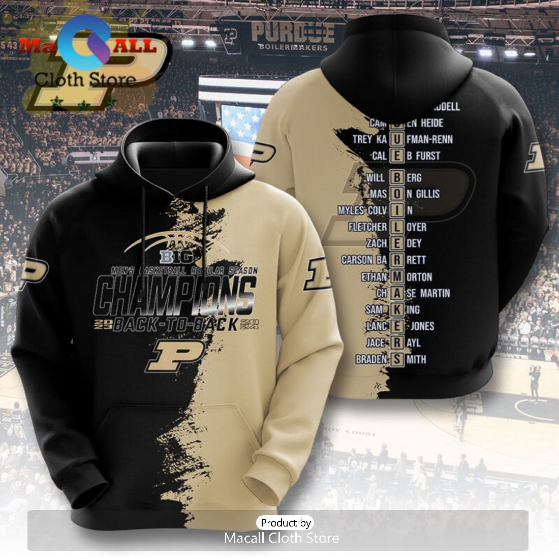 Purdue Boilermakers Regular Season Men’s Basketball 3D Hoodie