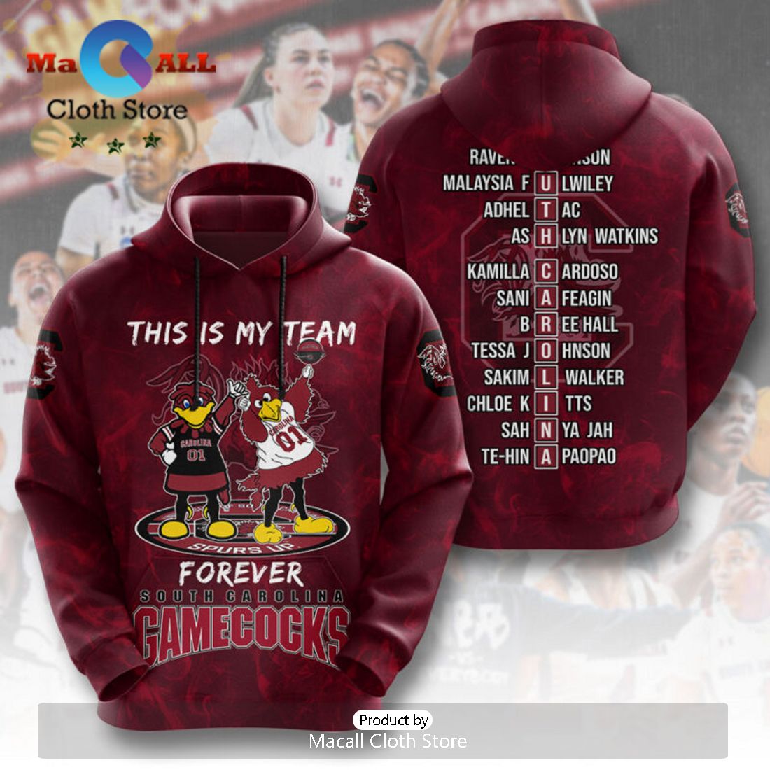 This Is My Team Forever South Carolina Gamecocks 3D Hoodie