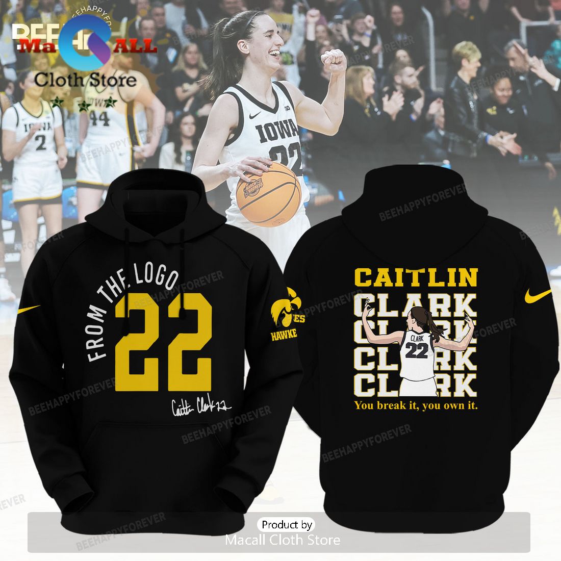 Caitlin Clark From The Logo Champions Black Hoodie Caitlin Clark From The Logo Champions Black Hoodie