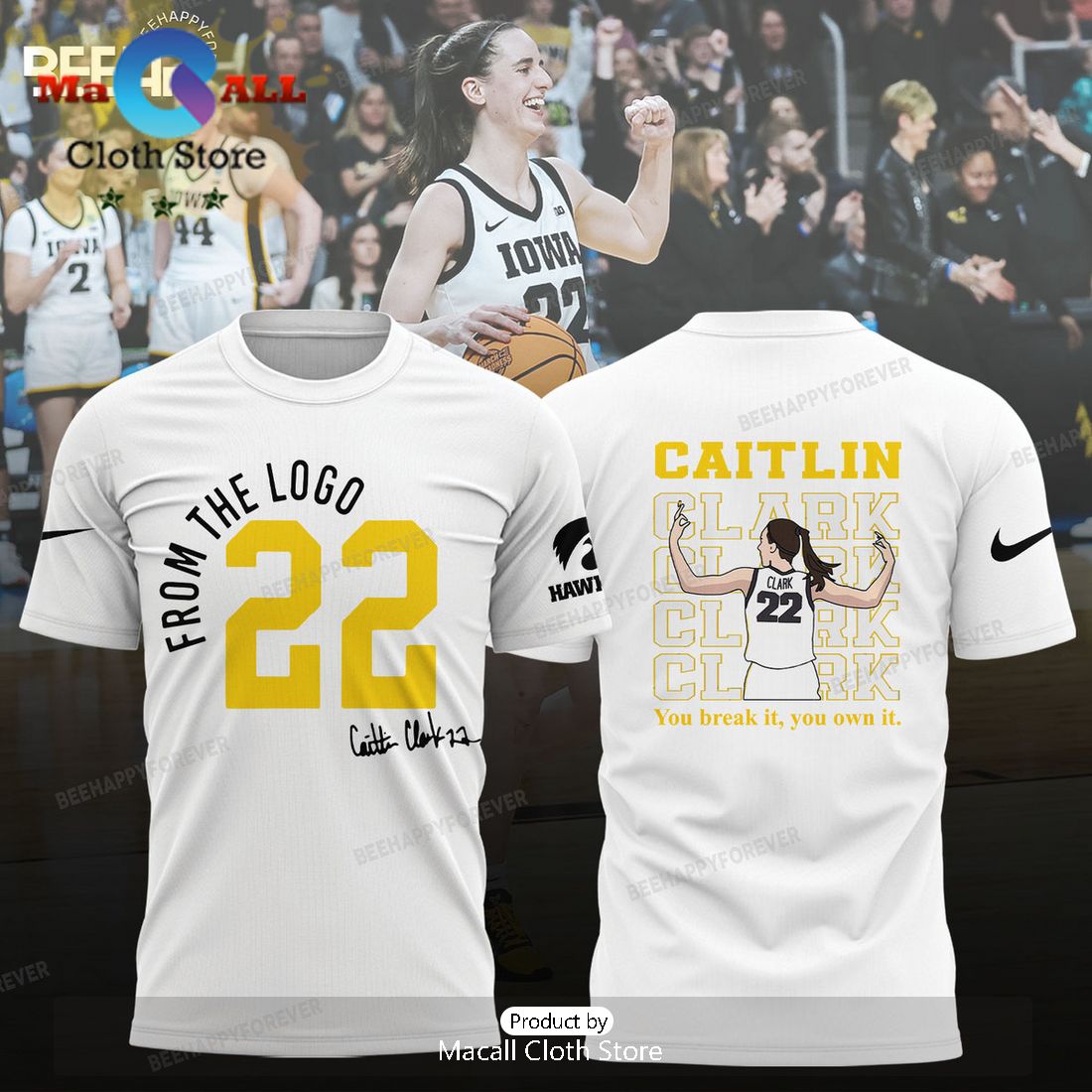 Caitlin Clark From The Logo Champions White Hoodie