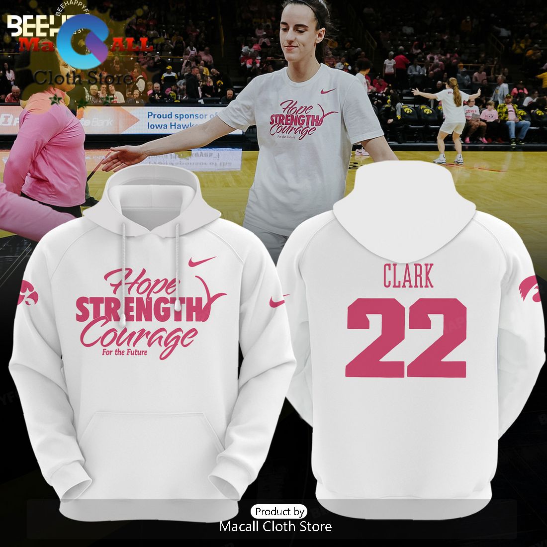 Caitlin Clark Hope Strength Courage For The Future White Hoodie