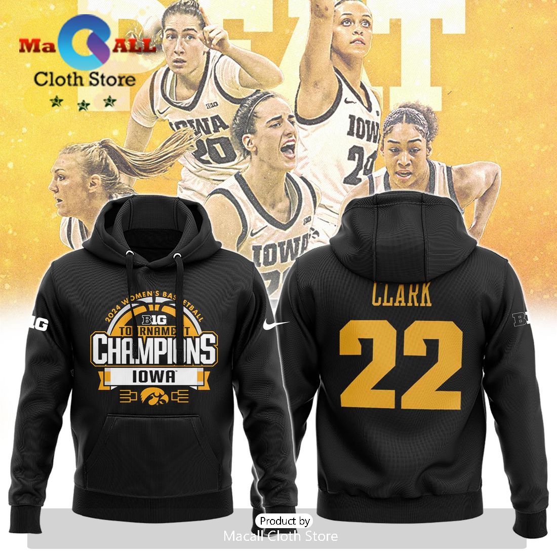 Iowa Hawkeyes Blue 84 Big Ten Women’s Basketball Champions Hoodie Iowa Hawkeyes Blue 84 Big Ten Women’s Basketball Champions Hoodie