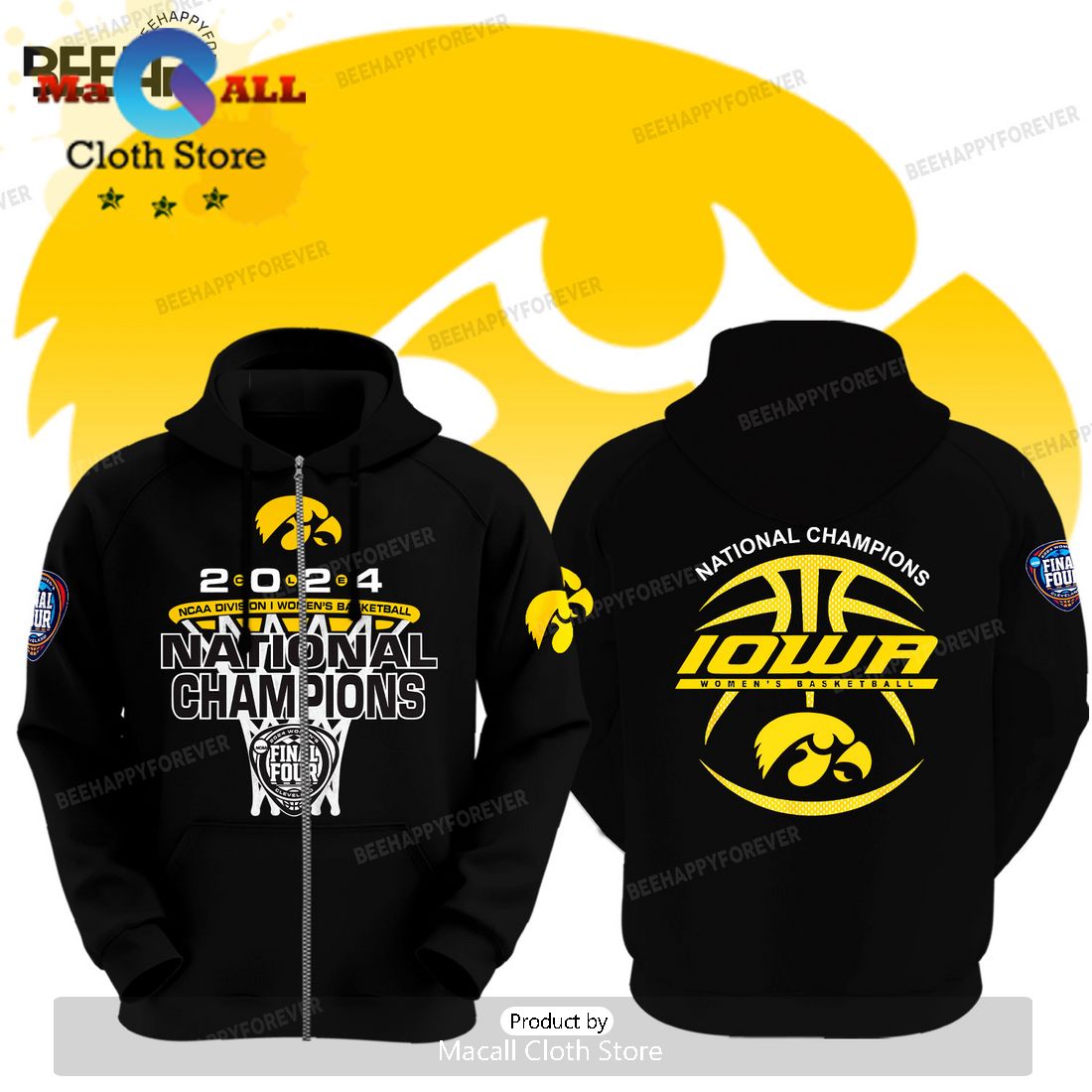 Iowa Hawkeyes Women’s Basketball National Champions Black Hoodie