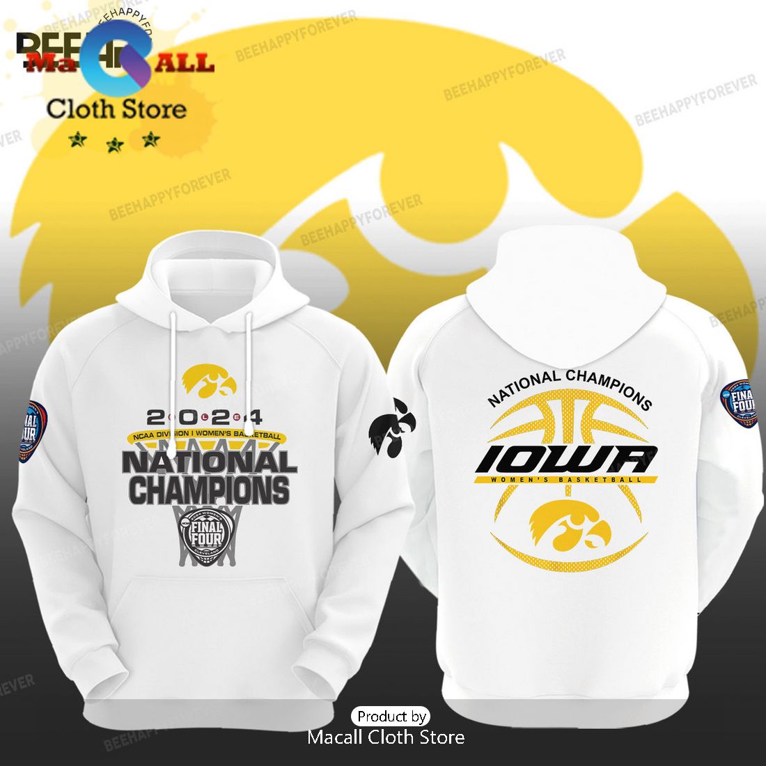 Iowa Hawkeyes Women’s Basketball National Champions White Hoodie