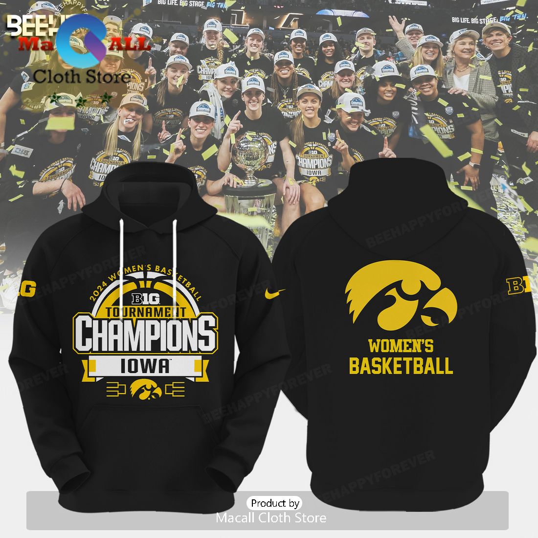 Limited Big Tournament Iowa Hawkeyes Champions Black Hoodie