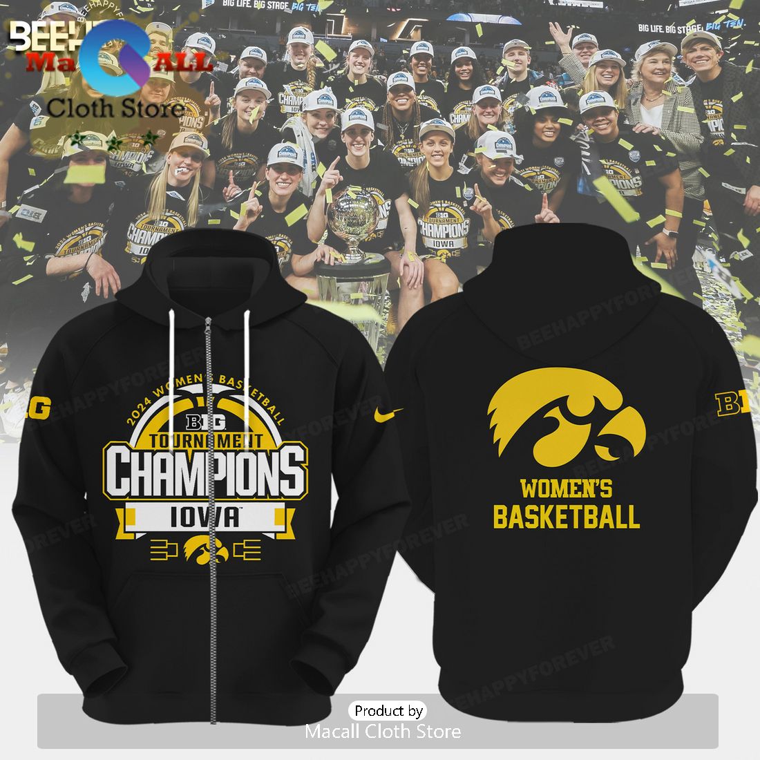 Limited Big Tournament Iowa Hawkeyes Champions Black Hoodie