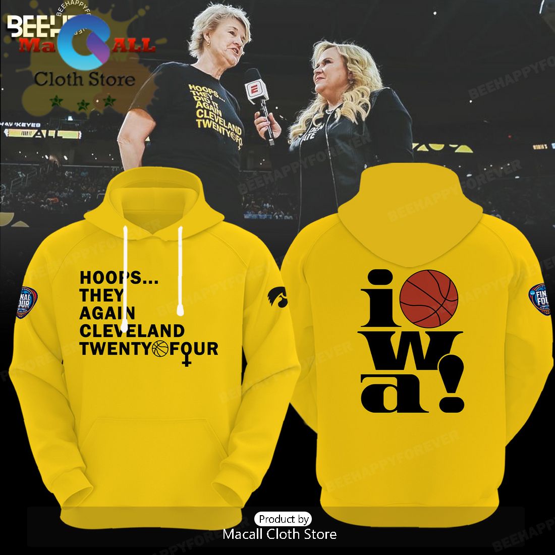 Limited Iowa Hawkeyes Women’s Basketball Yellow Hoodie Limited Iowa Hawkeyes Women’s Basketball Yellow Hoodie