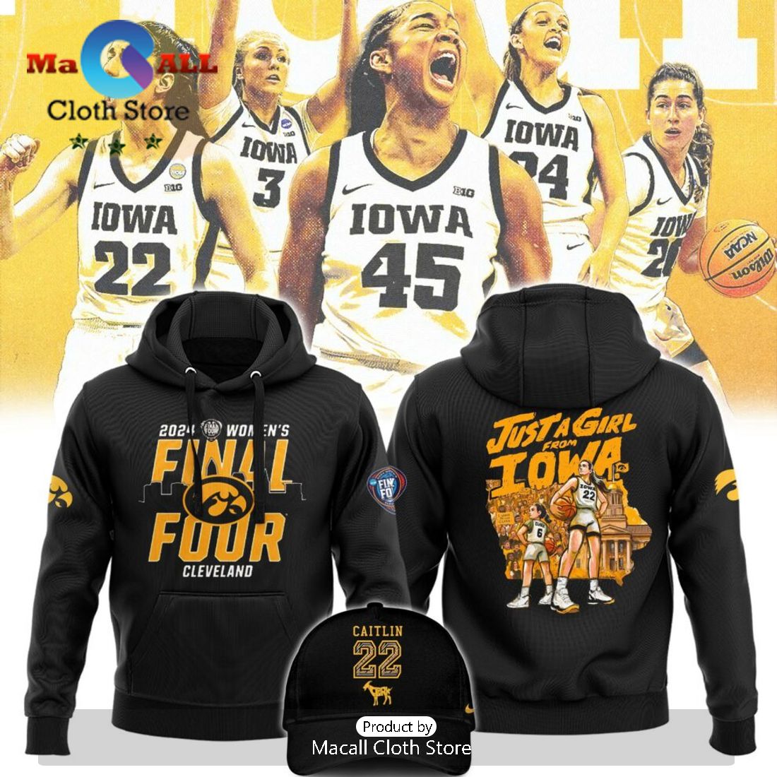 Limited Iowa Hawkeyes Women’s Final Four Black Hoodie Limited Iowa Hawkeyes Women’s Final Four Black Hoodie