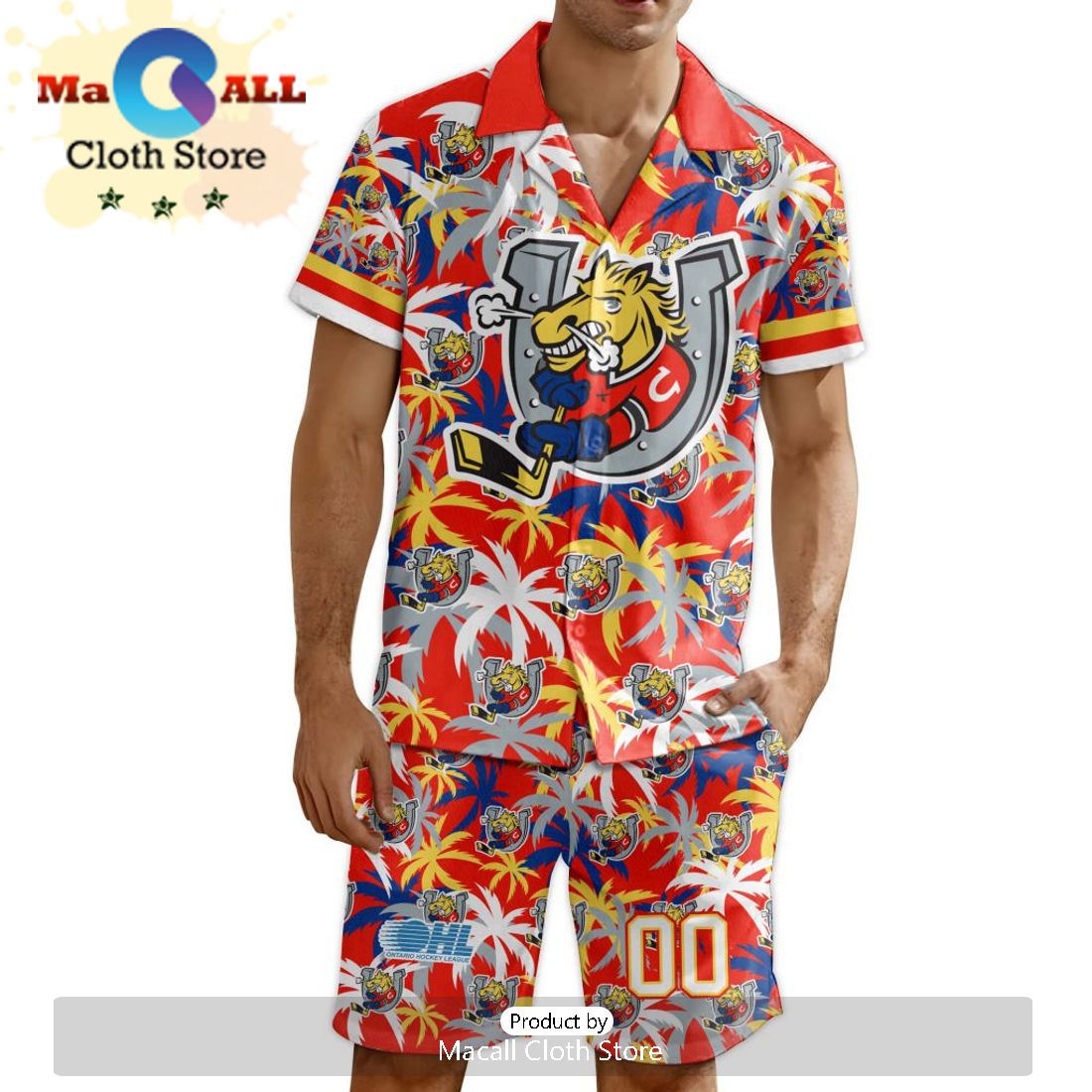 Custom Barrie Colts Hawaiian Shirt And Short Pant Using Home Jersey