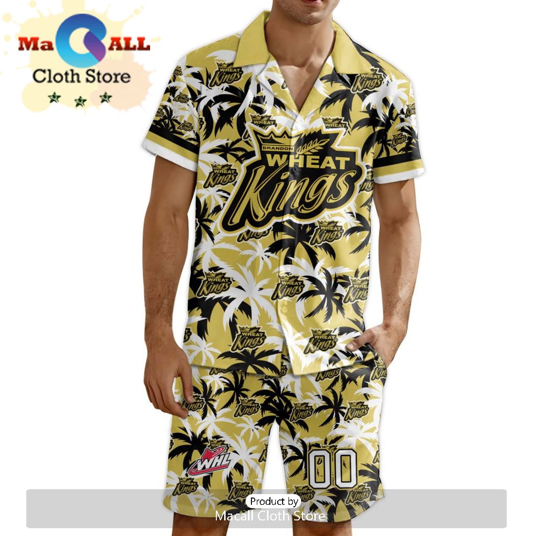 Custom Brandon Wheat Kings Hawaiian Shirt And Short Pant Using Home Jersey