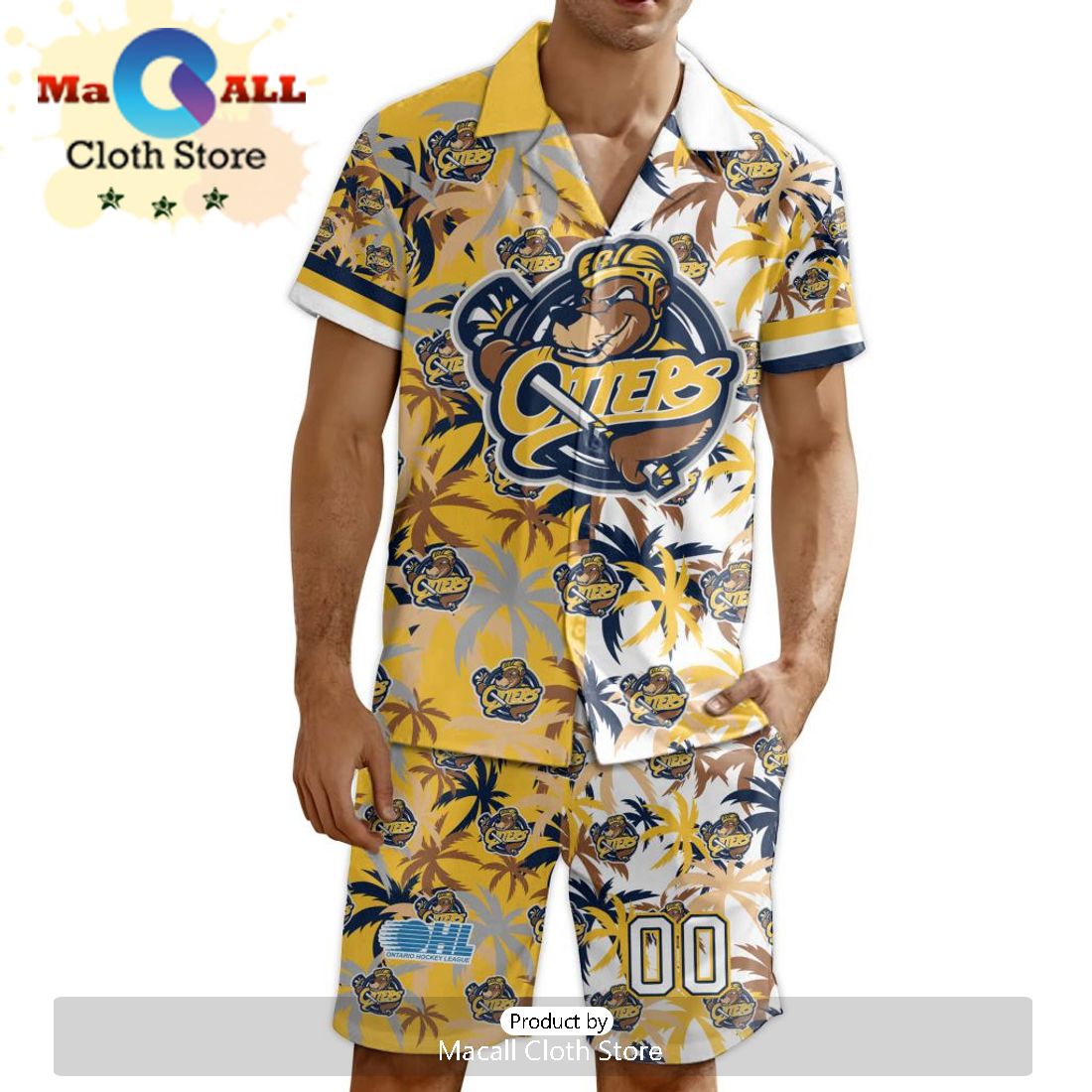 Custom Erie Otters Hawaiian Shirt And Short Pant Using Mix Home Away Jersey